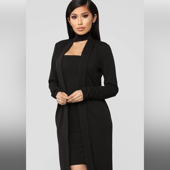 FashionNova | little black dress with longline blazer size small - Picture 2 of 11